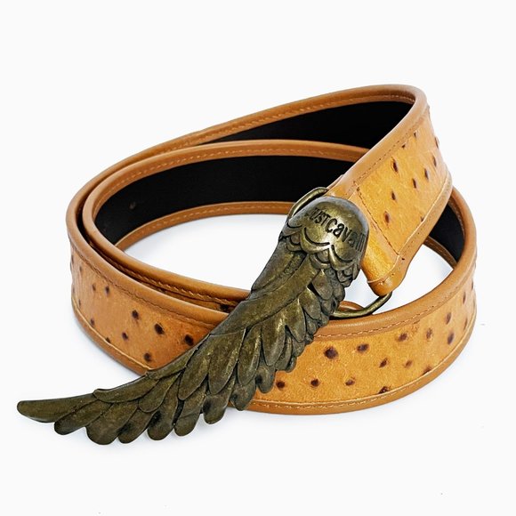 Roberto Cavalli Accessories - Roberto Cavalli Belt Feather Buckle Ostrich Strap
